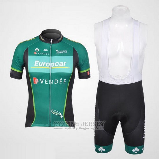 2012 Cycling Jersey Europcar Green Short Sleeve and Bib Short